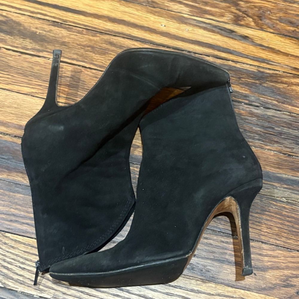 Jimmy Choo Black Suede Pointed‎ Toe Stiletto Ankle Boots Booties Size 38.5 - Picture 5 of 10